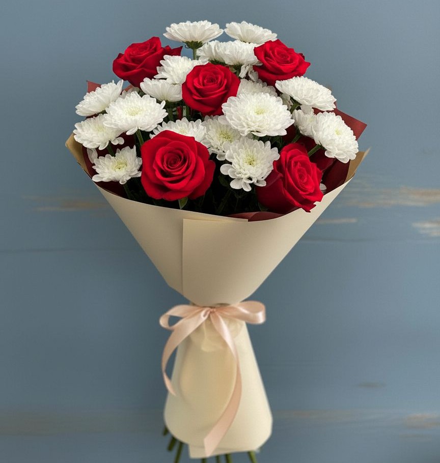 Букет цветов из: Розы и Хризантемы в Селты