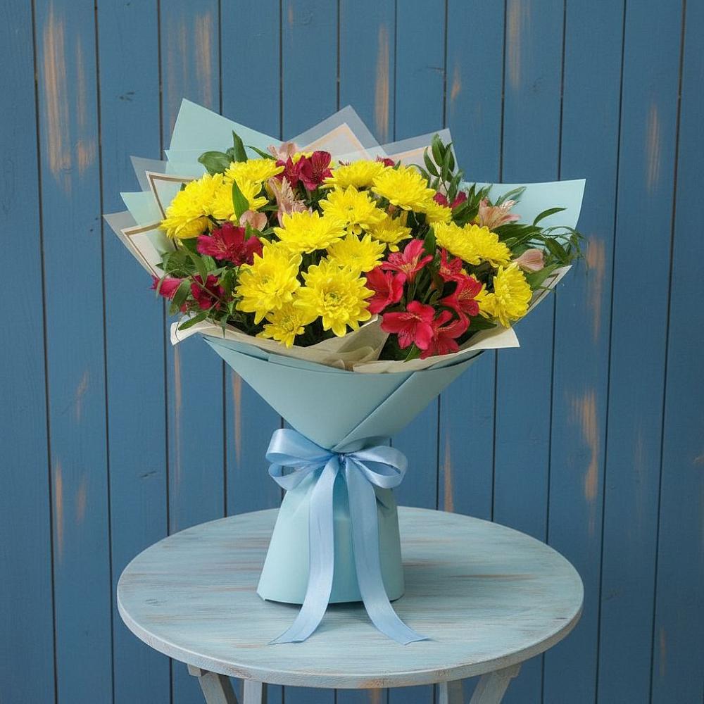 Букет цветов из: Альстромерии и Хризантемы в Селты