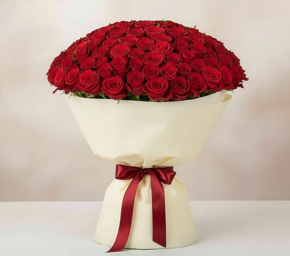 Букет 101 Красная роза Милано в Селты