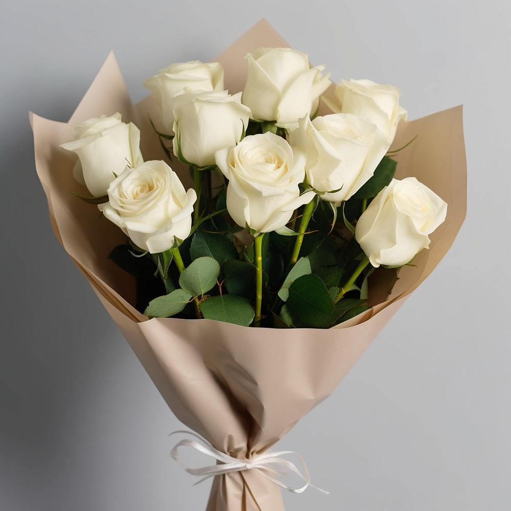 Букет 9 Белых роз Эдлесс Лав в Селты