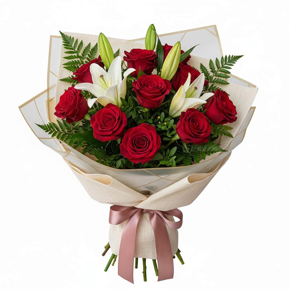 Букет цветов из: Лилии и Розы в Селты