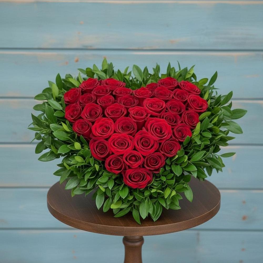 Цветочная композиция из Розы в виде сердца в Селты