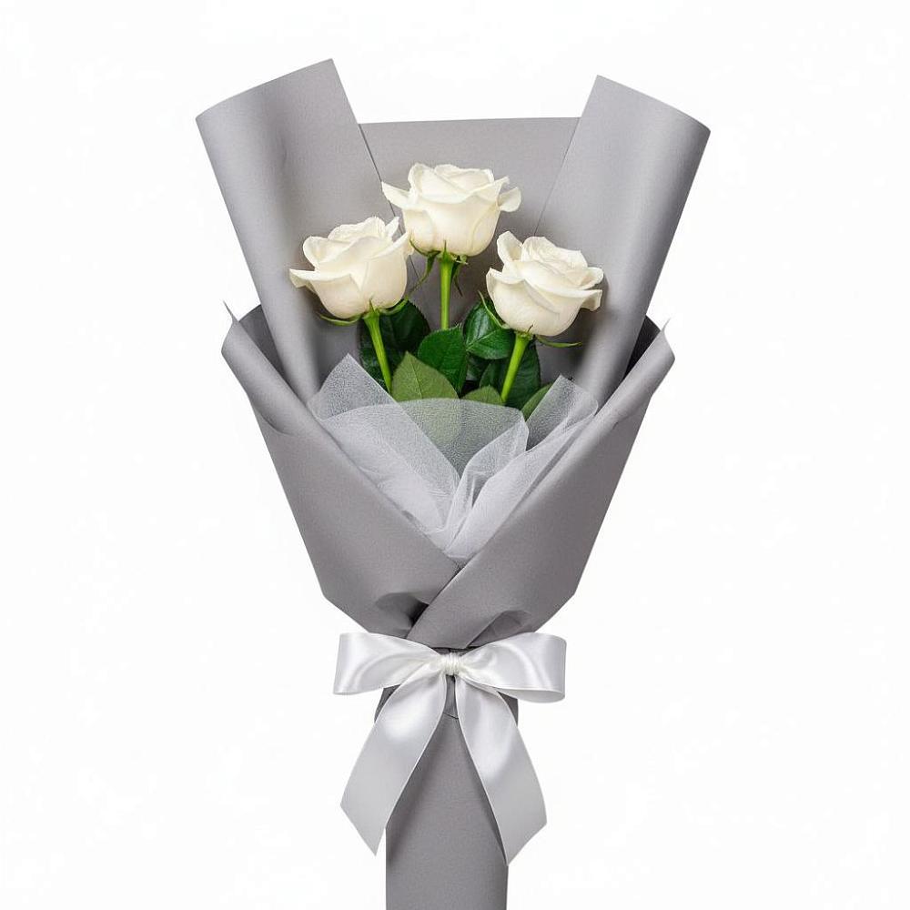 Букет 3 белые розы в Селты