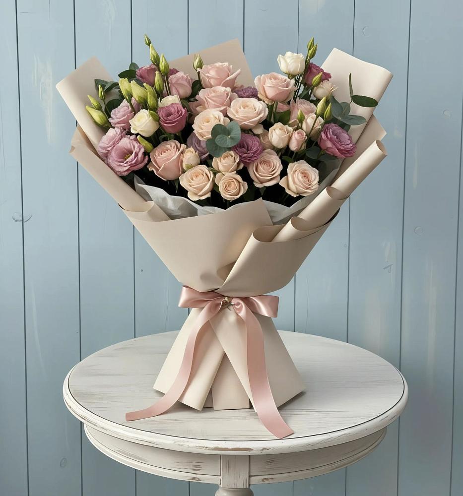 Букет цветов из: Розы и Лизиантусы в Селты