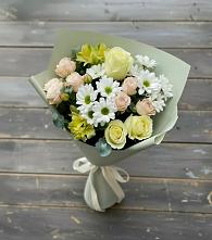 Букет цветов из:  Альстромерии, Розы и Хризантемы в Селты