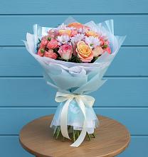 Букет цветов из:  Хризантемы и Розы в Селты